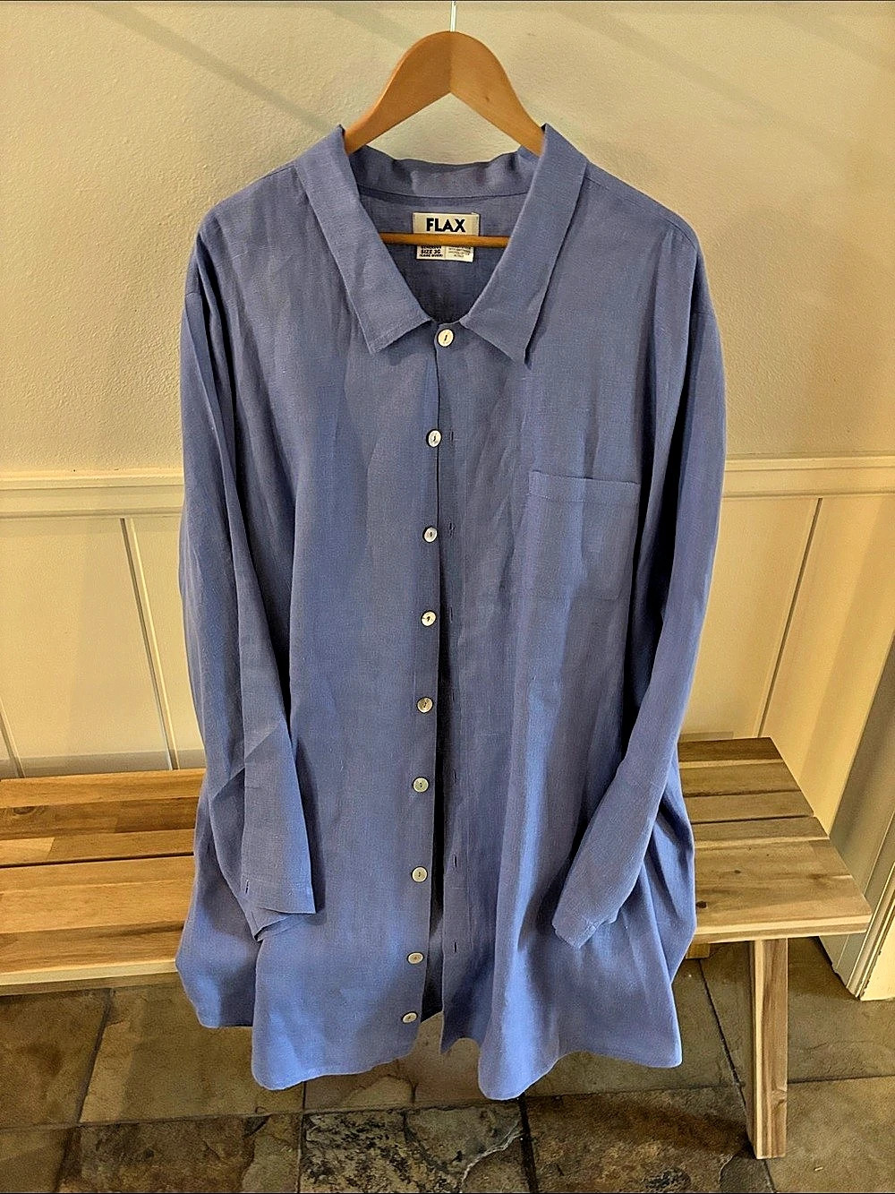 FLAX Linen Button Down Blue Size 3G